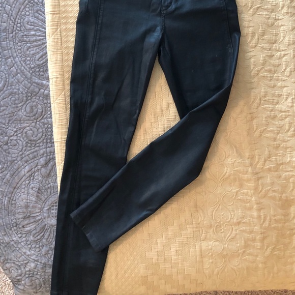 BCBG Dress Leather-Look Waxed Denim - Picture 2 of 4